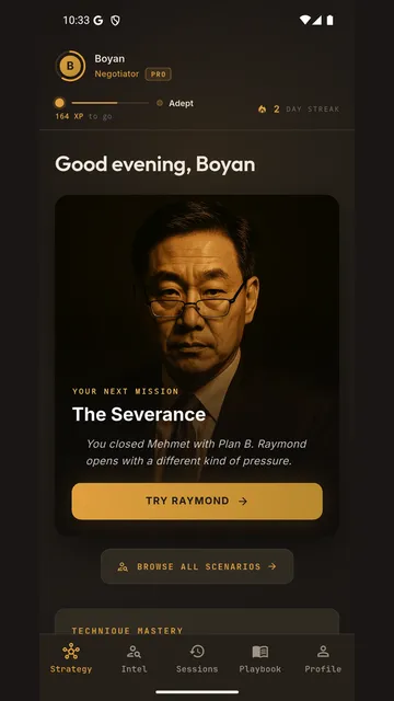 NegotiateIt home screen